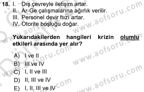Yönetimde Güncel Yaklaşımlar Dersi 2025 - 2026 Yılı (Final) Dönem Sonu Sınav Soruları 18. Soru