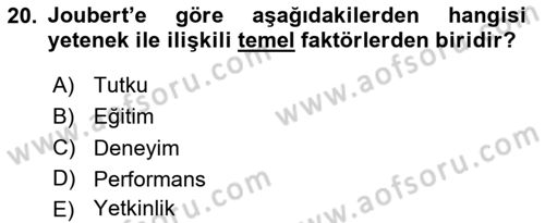 Yönetimde Güncel Yaklaşımlar Dersi 2025 - 2026 Yılı (Final) Dönem Sonu Sınav Soruları 20. Soru
