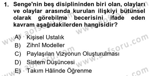 Yönetimde Güncel Yaklaşımlar Dersi 2025 - 2026 Yılı Yaz Okulu Sınav Soruları 1. Soru