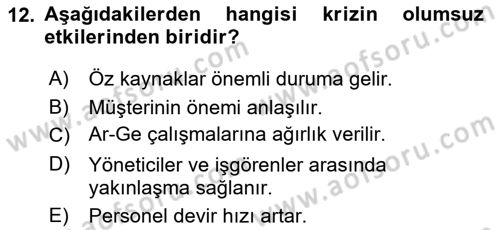 Yönetimde Güncel Yaklaşımlar Dersi 2025 - 2026 Yılı Yaz Okulu Sınav Soruları 12. Soru