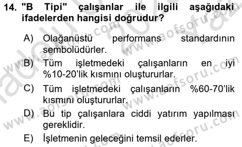 Yönetimde Güncel Yaklaşımlar Dersi 2025 - 2026 Yılı Yaz Okulu Sınav Soruları 14. Soru