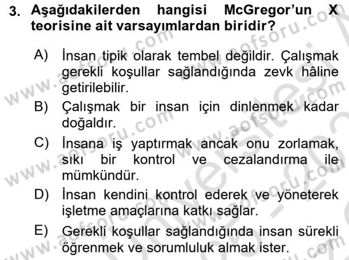 Yönetimde Güncel Yaklaşımlar Dersi 2025 - 2026 Yılı Yaz Okulu Sınav Soruları 3. Soru