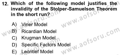 Foreign Trade Dersi Ara Sınavı Deneme Sınav Soruları 12. Soru