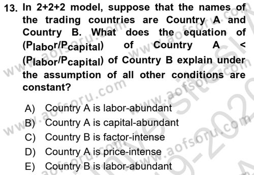 Foreign Trade Dersi Ara Sınavı Deneme Sınav Soruları 13. Soru