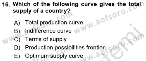 Foreign Trade Dersi 2019 - 2020 Yılı (Vize) Ara Sınav Soruları 16. Soru