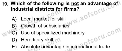 Foreign Trade Dersi Ara Sınavı Deneme Sınav Soruları 19. Soru