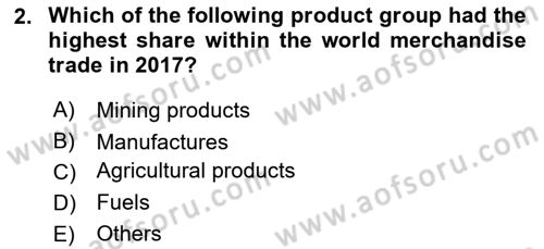 Foreign Trade Dersi Ara Sınavı Deneme Sınav Soruları 2. Soru