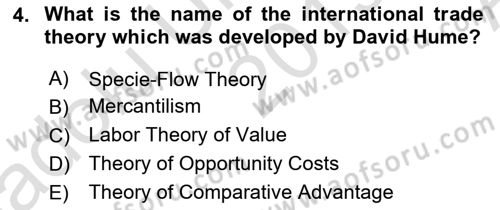 Foreign Trade Dersi Ara Sınavı Deneme Sınav Soruları 4. Soru