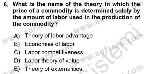 Foreign Trade Dersi Ara Sınavı Deneme Sınav Soruları 6. Soru
