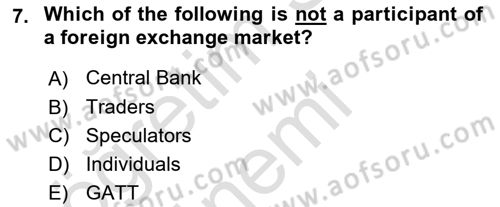 Foreign Trade Dersi Ara Sınavı Deneme Sınav Soruları 7. Soru