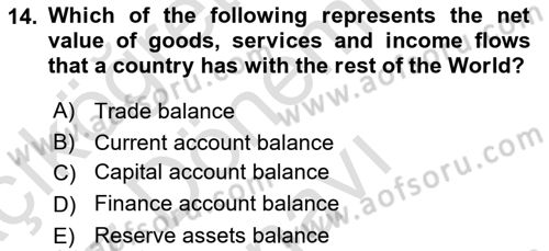 Foreign Trade Dersi 2019 - 2020 Yılı (Final) Dönem Sonu Sınav Soruları 14. Soru