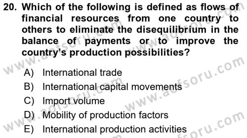 Foreign Trade Dersi 2019 - 2020 Yılı (Final) Dönem Sonu Sınav Soruları 20. Soru
