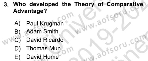 Foreign Trade Dersi 2019 - 2020 Yılı (Final) Dönem Sonu Sınav Soruları 3. Soru