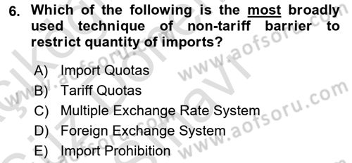 Foreign Trade Dersi 2019 - 2020 Yılı (Final) Dönem Sonu Sınav Soruları 6. Soru