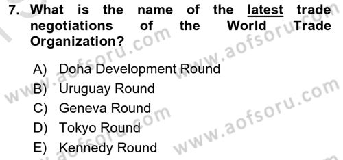 Foreign Trade Dersi 2019 - 2020 Yılı (Final) Dönem Sonu Sınav Soruları 7. Soru