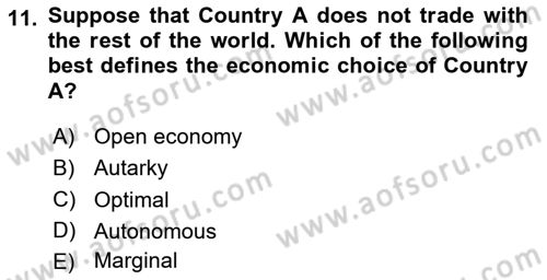 Foreign Trade Dersi 2020 - 2021 Yılı Yaz Okulu Sınavı 11. Soru