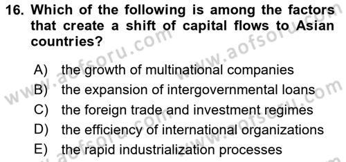 Foreign Trade Dersi 2020 - 2021 Yılı Yaz Okulu Sınavı 16. Soru