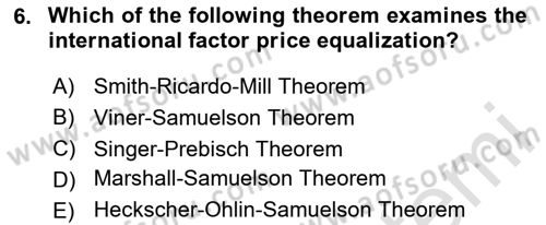 Foreign Trade Dersi 2020 - 2021 Yılı Yaz Okulu Sınavı 6. Soru