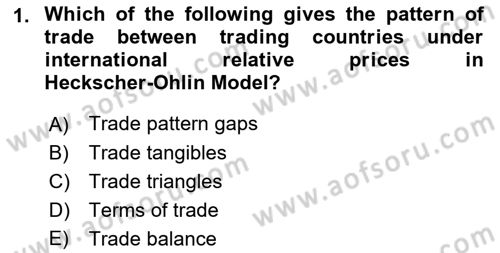 Foreign Trade Dersi 2021 - 2022 Yılı (Vize) Ara Sınav Soruları 1. Soru