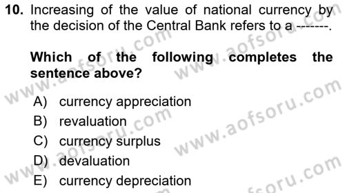 Foreign Trade Dersi 2021 - 2022 Yılı (Vize) Ara Sınav Soruları 10. Soru