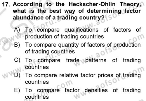 Foreign Trade Dersi 2021 - 2022 Yılı (Vize) Ara Sınav Soruları 17. Soru