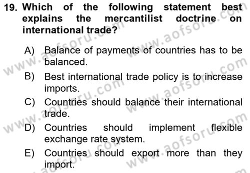 Foreign Trade Dersi 2021 - 2022 Yılı (Vize) Ara Sınav Soruları 19. Soru