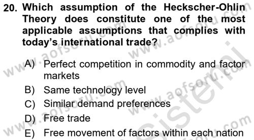Foreign Trade Dersi 2021 - 2022 Yılı (Vize) Ara Sınav Soruları 20. Soru