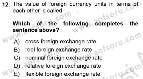 Foreign Trade Dersi 2021 - 2022 Yılı (Final) Dönem Sonu Sınav Soruları 12. Soru