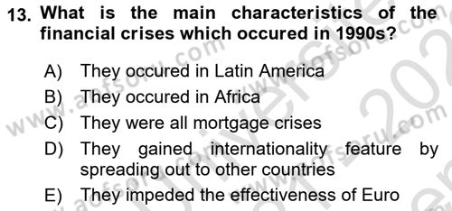 Foreign Trade Dersi 2021 - 2022 Yılı (Final) Dönem Sonu Sınav Soruları 13. Soru