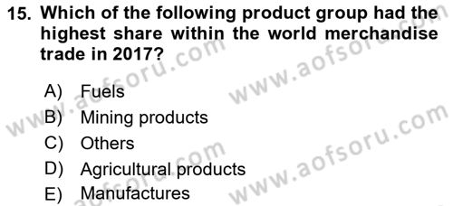 Foreign Trade Dersi 2021 - 2022 Yılı (Final) Dönem Sonu Sınav Soruları 15. Soru