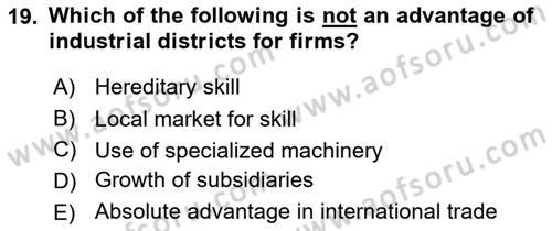 Foreign Trade Dersi 2021 - 2022 Yılı (Final) Dönem Sonu Sınav Soruları 19. Soru