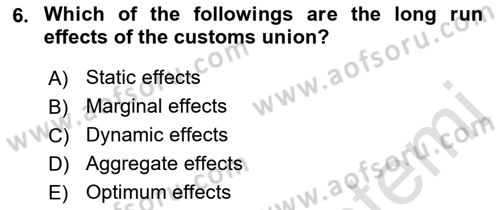 Foreign Trade Dersi 2021 - 2022 Yılı (Final) Dönem Sonu Sınav Soruları 6. Soru