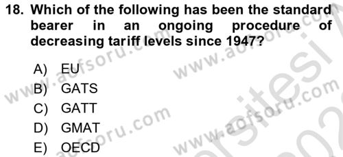 Foreign Trade Dersi 2021 - 2022 Yılı Yaz Okulu Sınavı 18. Soru