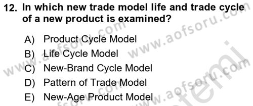 Foreign Trade Dersi Ara Sınavı Deneme Sınav Soruları 12. Soru