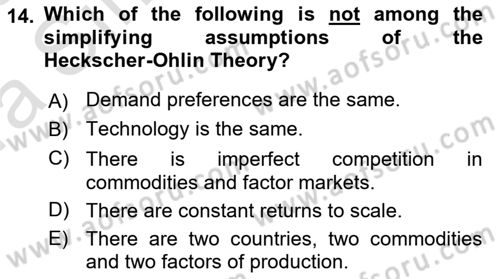 Foreign Trade Dersi Ara Sınavı Deneme Sınav Soruları 14. Soru