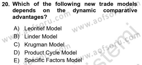 Foreign Trade Dersi Ara Sınavı Deneme Sınav Soruları 20. Soru