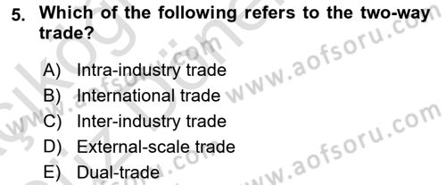 Foreign Trade Dersi Ara Sınavı Deneme Sınav Soruları 5. Soru