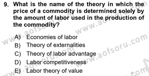 Foreign Trade Dersi 2022 - 2023 Yılı (Vize) Ara Sınav Soruları 9. Soru