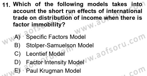Foreign Trade Dersi 2022 - 2023 Yılı (Final) Dönem Sonu Sınav Soruları 11. Soru