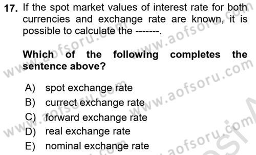Foreign Trade Dersi 2022 - 2023 Yılı (Final) Dönem Sonu Sınav Soruları 17. Soru