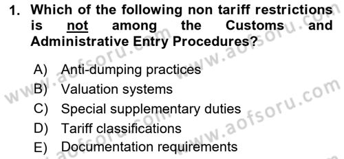 Foreign Trade Dersi 2022 - 2023 Yılı Yaz Okulu Sınav Soruları 1. Soru
