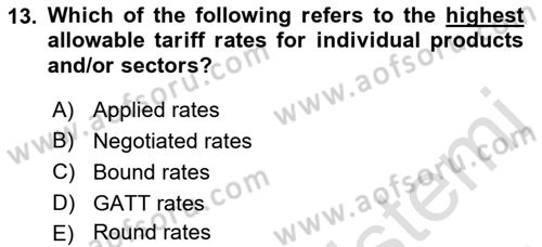 Foreign Trade Dersi 2022 - 2023 Yılı Yaz Okulu Sınav Soruları 13. Soru