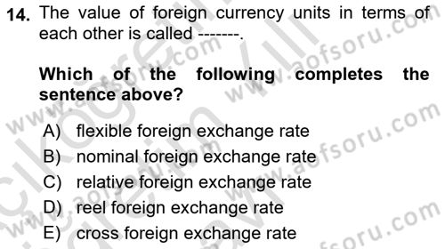 Foreign Trade Dersi 2022 - 2023 Yılı Yaz Okulu Sınav Soruları 14. Soru