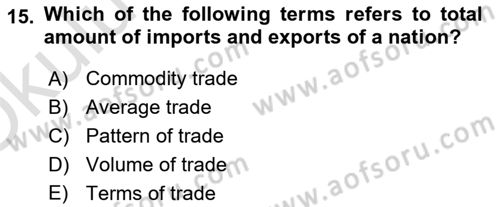 Foreign Trade Dersi 2022 - 2023 Yılı Yaz Okulu Sınav Soruları 15. Soru