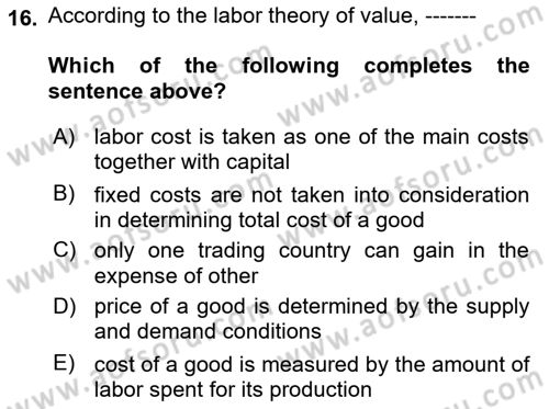 Foreign Trade Dersi 2022 - 2023 Yılı Yaz Okulu Sınav Soruları 16. Soru