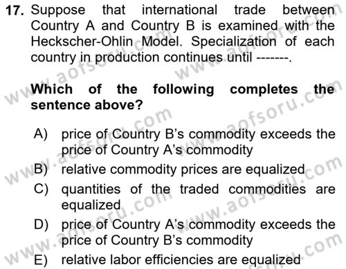 Foreign Trade Dersi 2022 - 2023 Yılı Yaz Okulu Sınav Soruları 17. Soru