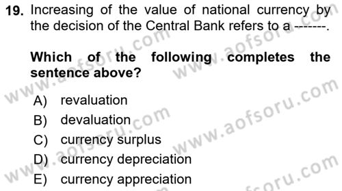Foreign Trade Dersi 2022 - 2023 Yılı Yaz Okulu Sınav Soruları 19. Soru