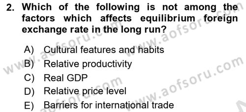 Foreign Trade Dersi 2022 - 2023 Yılı Yaz Okulu Sınav Soruları 2. Soru