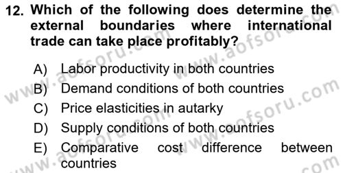 Foreign Trade Dersi Ara Sınavı Deneme Sınav Soruları 12. Soru