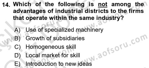 Foreign Trade Dersi 2023 - 2024 Yılı (Vize) Ara Sınav Soruları 14. Soru
